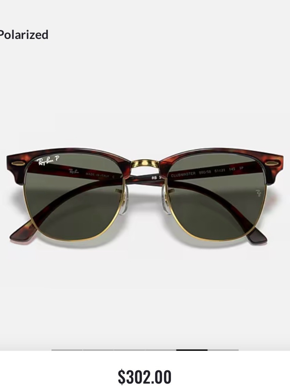 Authentic Ray-Ban Clubmaster Sunglasses | Classic Black & Gold
